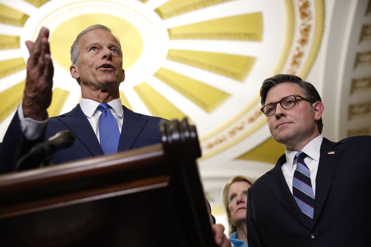 Mike Johnson and John Thune Play Good Cop, Bad Cop to Ease Chaos