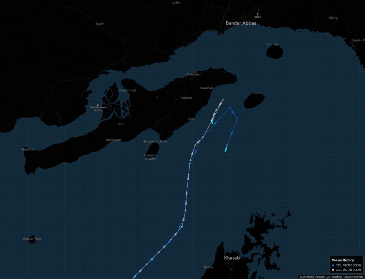 Two Chinese Container Ships Attempt Hormuz Exit Before U-Turning