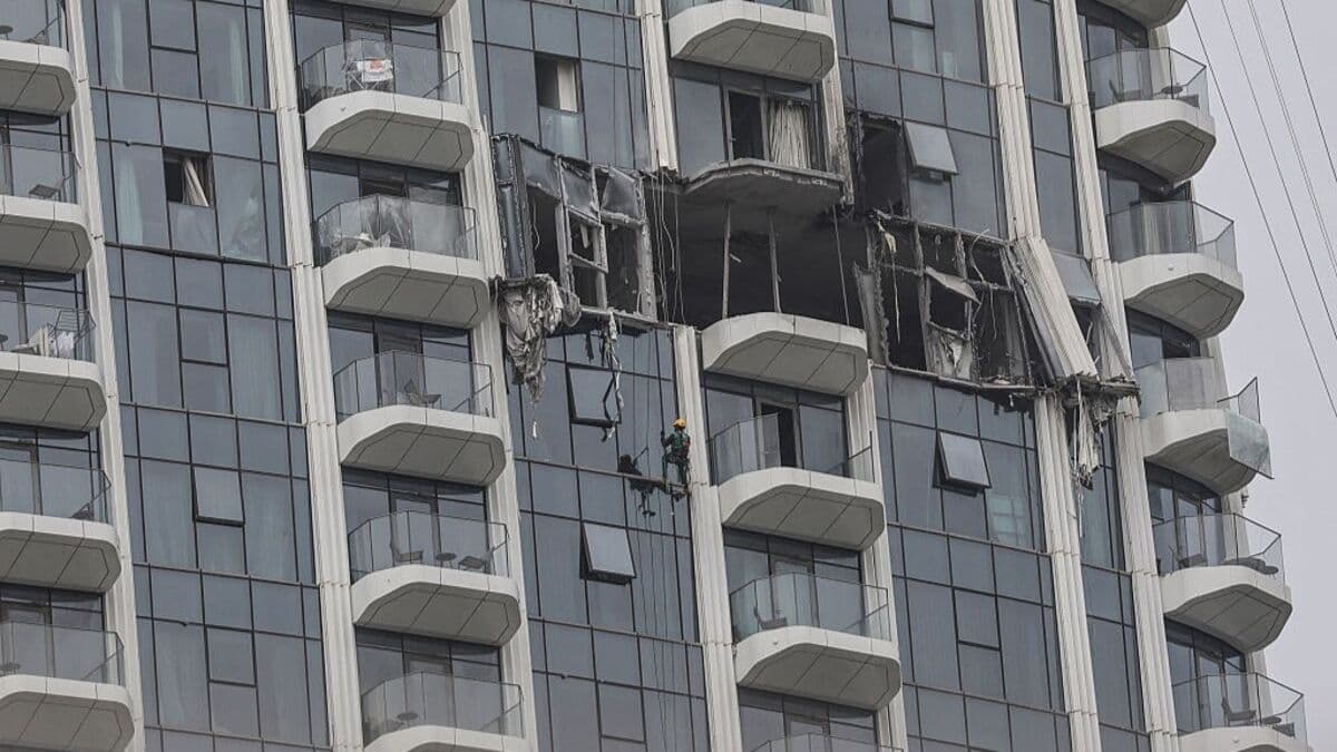 Dubai Creek Harbour Building Damaged by Drone (Video)