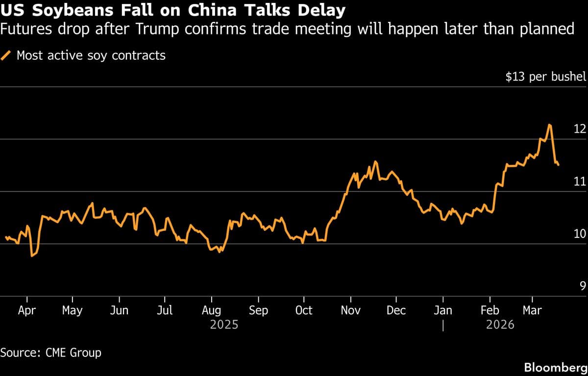 Soy Futures Drop on Delayed Trump-Xi Meeting, Oil Price Decline