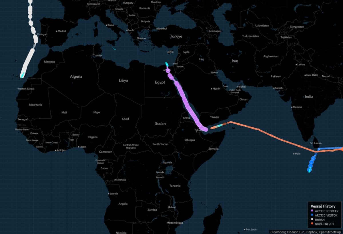 Sanctioned Russian LNG Tankers Avoid Mediterranean After Attack