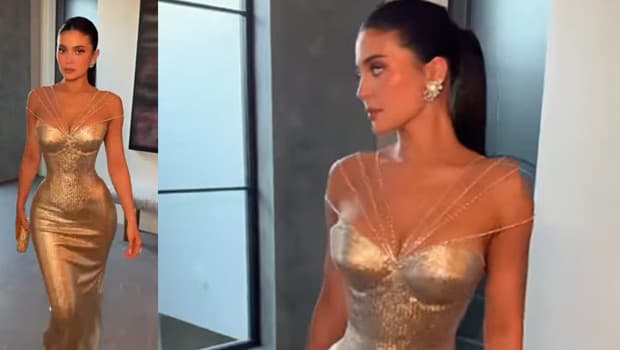 Altın kıyafetiyle sevgilisi onu yanına almadı... Daha geçen hafta sahneden aşkını haykırmıştı