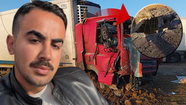 İran'da yeri delen füzenin şarapnel parçasının isabet etmesiyle genç şoföre mezar olan TIR'ın görüntüsü ortaya çıktı