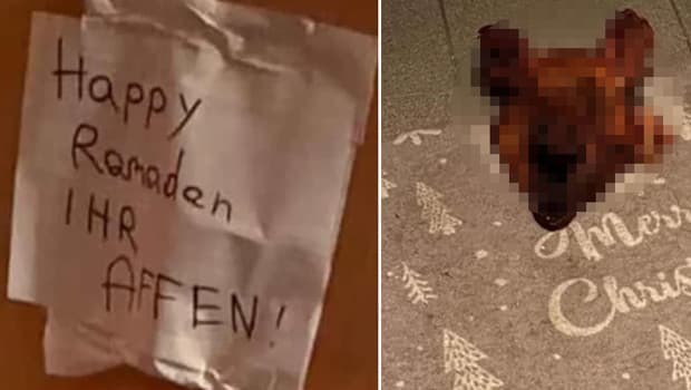 Müslüman ailenin kapısına domuz kafası