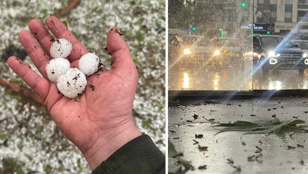 Ceviz büyüklüğünde dolu yağdı, sürücüler rotayı otoparklara çevirdi