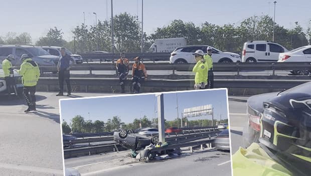 D-100 Karayolu'nda otomobil takla attı