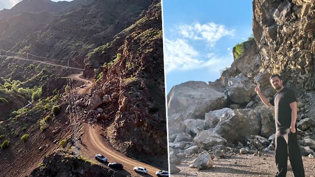 Oltu'da iki mahalleyi bağlayan yol heyelan nedeniyle kapandı