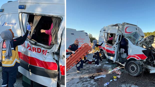 Kütahya'da ambulans TIR'a çarptı, hasta hayatını kaybetti
