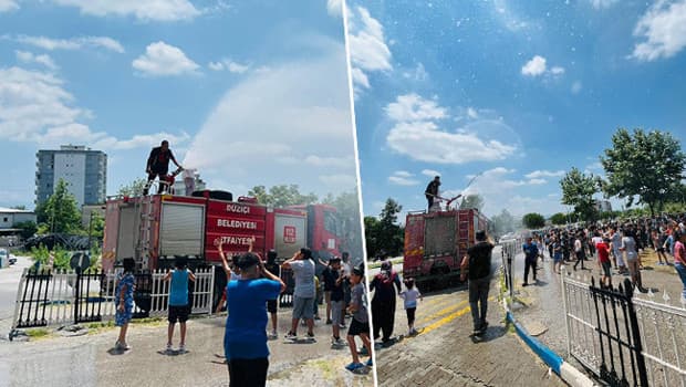 Düziçi'nde gençlere itfaiye aracıyla su sürprizi