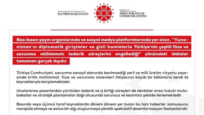Dezenformasyonla Mücadele Merkezi, Türkiye'nin savunma tedarik süreçlerini savundu