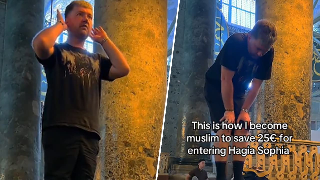 Ukraynalı turist Ayasofya'da ücretsiz giriş videosu paylaştı