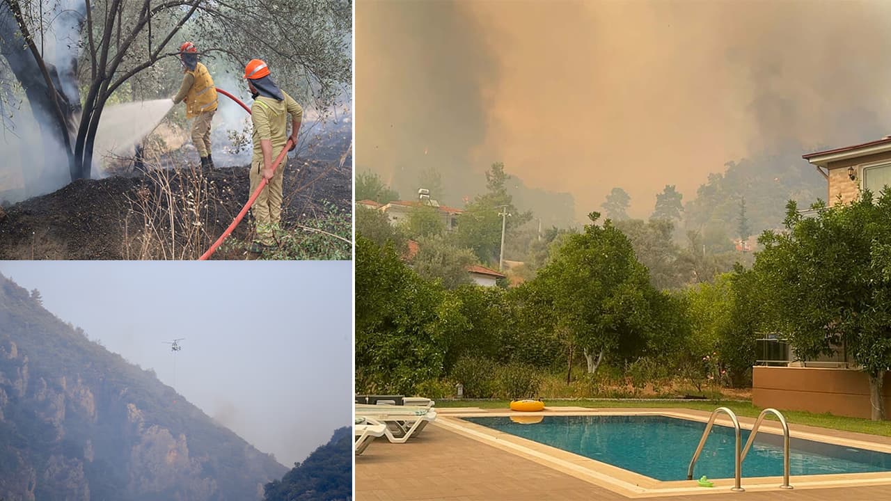 Fethiye Göcek'teki orman yangınına havadan müdahale devam ediyor