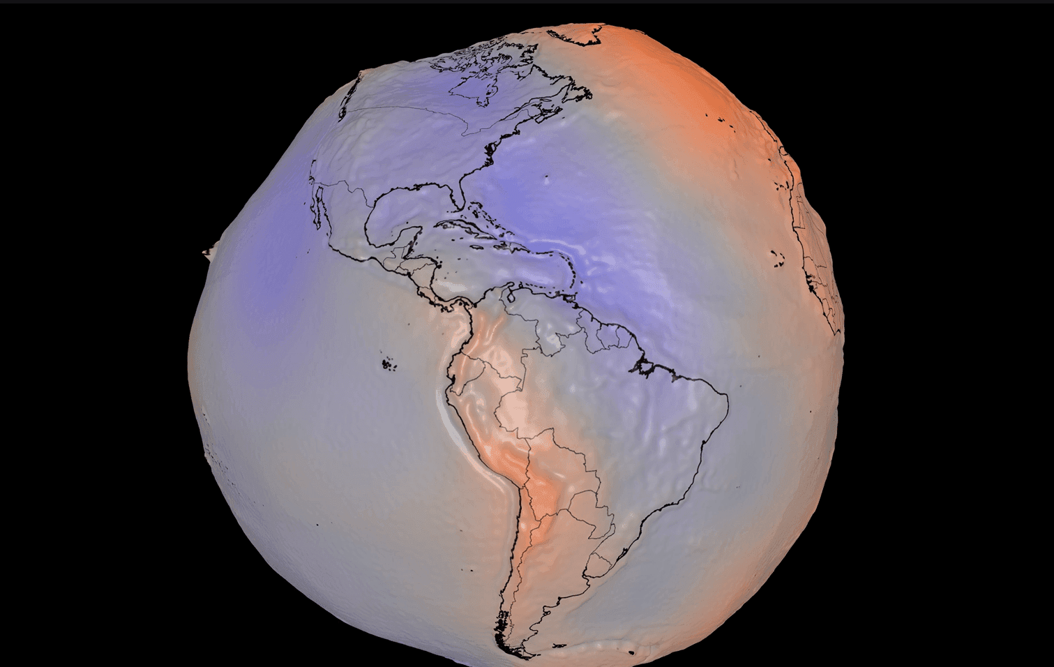 NASA's 3D Model Reveals Earth's Uneven Gravitational Field