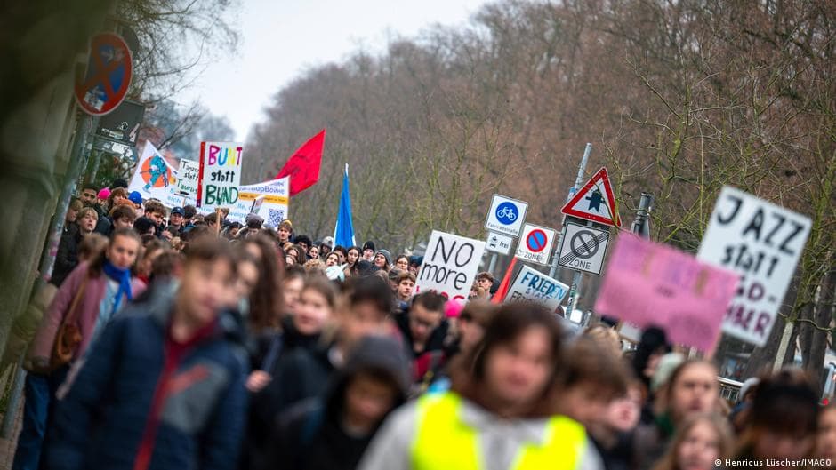German high school students protest against military service