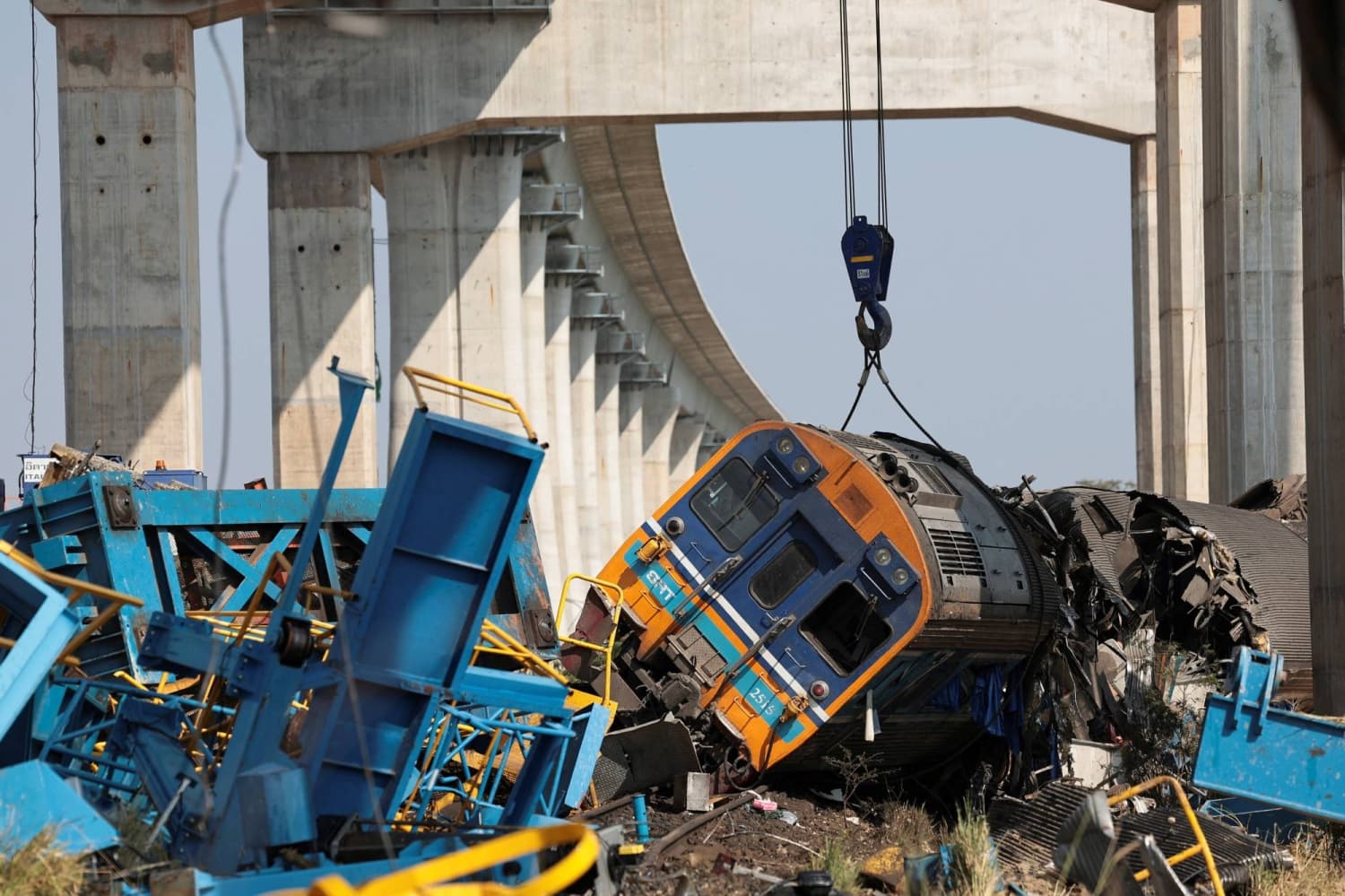 At least 25 killed after crane falls on train in Thailand, police say
