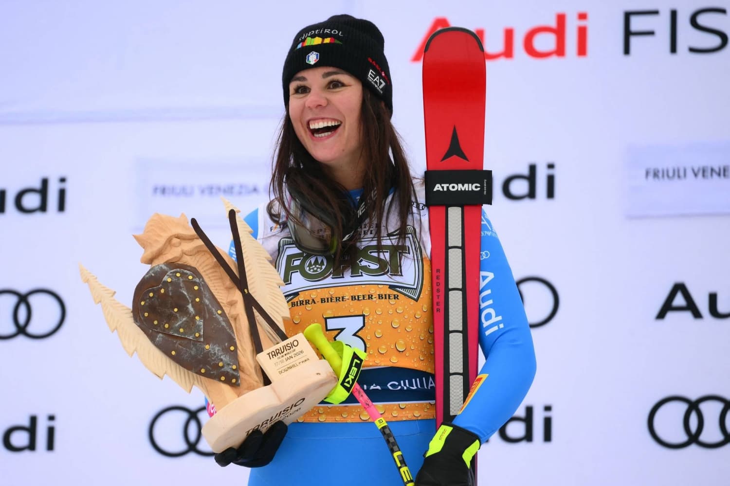 Italy's Delago claims debut World Cup win in Tarvisio downhill as Vonn takes third
