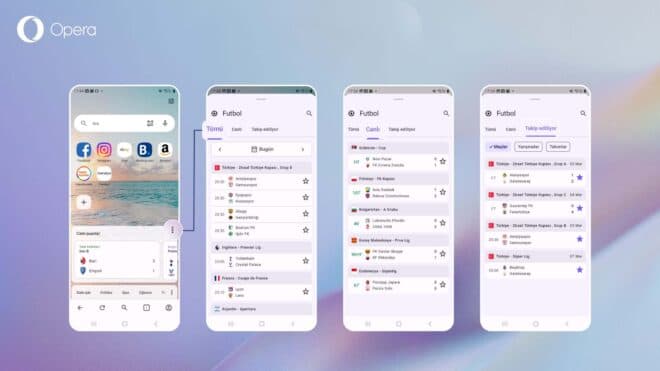 Opera, Android tarayıcısındaki canlı skor deneyimini güncelledi