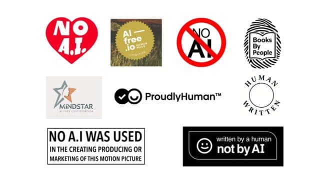 Yapay zekadan yardım alınmadan hazırlanan ürünler/eserler için çok sayıda etiket/logo oluşturuldu