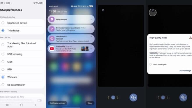 One UI 8.5, Galaxy telefonların web kamerası olarak kullanılmasına olanak tanıyor