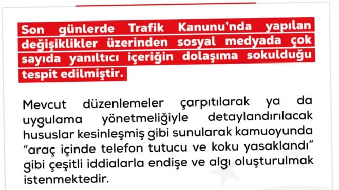 İçişleri Bakan Yardımcısı: "Araçlarda koku veya telefon tutucu bulundurulması nedeniyle sürücülere cezai işlem uygulandığı yönündeki paylaşımlar gerçeği yansıtmamaktadır."