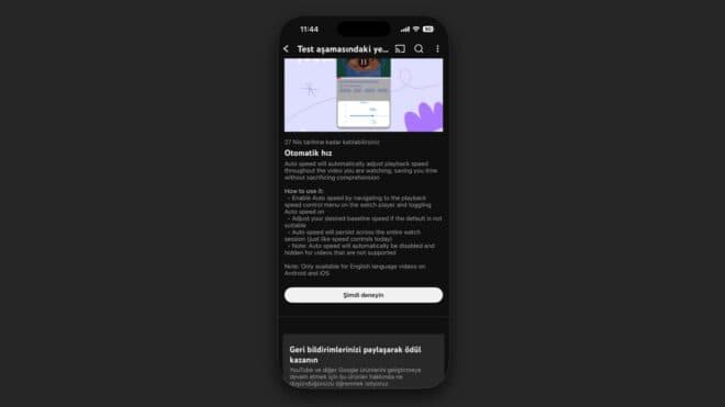 YouTube, mobilde "otomatik hız" özelliğini test etmeye başladı