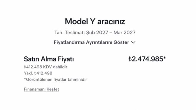 Tesla Model Y siparişleri için teslimat tarihi Şubat-Mart 2027 olarak belirlendi