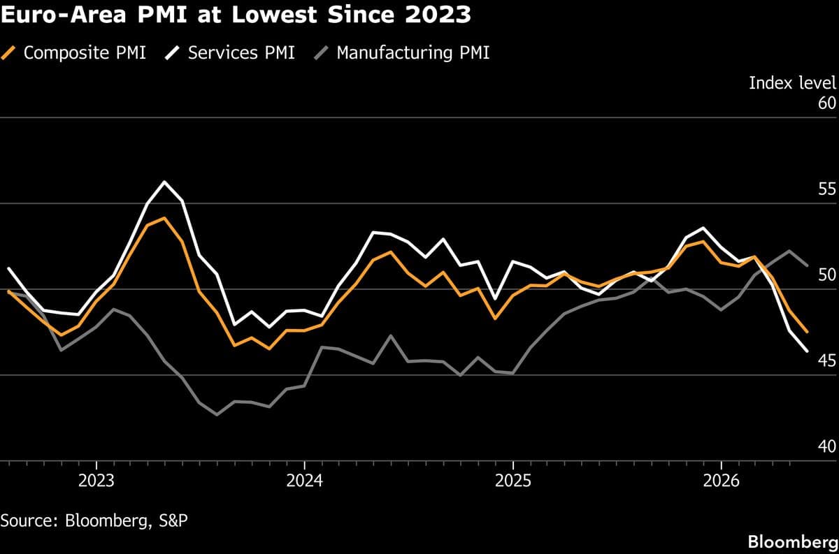 Eurozone Business Activity Declines at Fastest Rate Since Early 2021