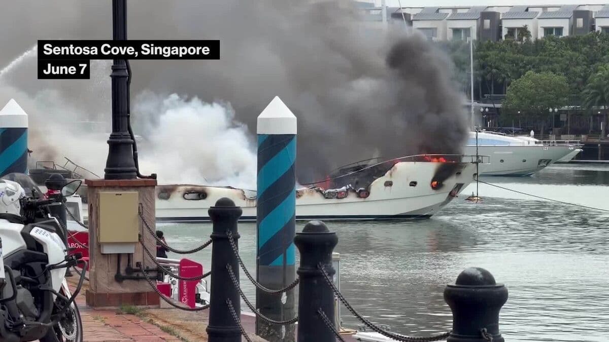Fire Erupts on Luxury Yacht Near Singapore's Sentosa Cove