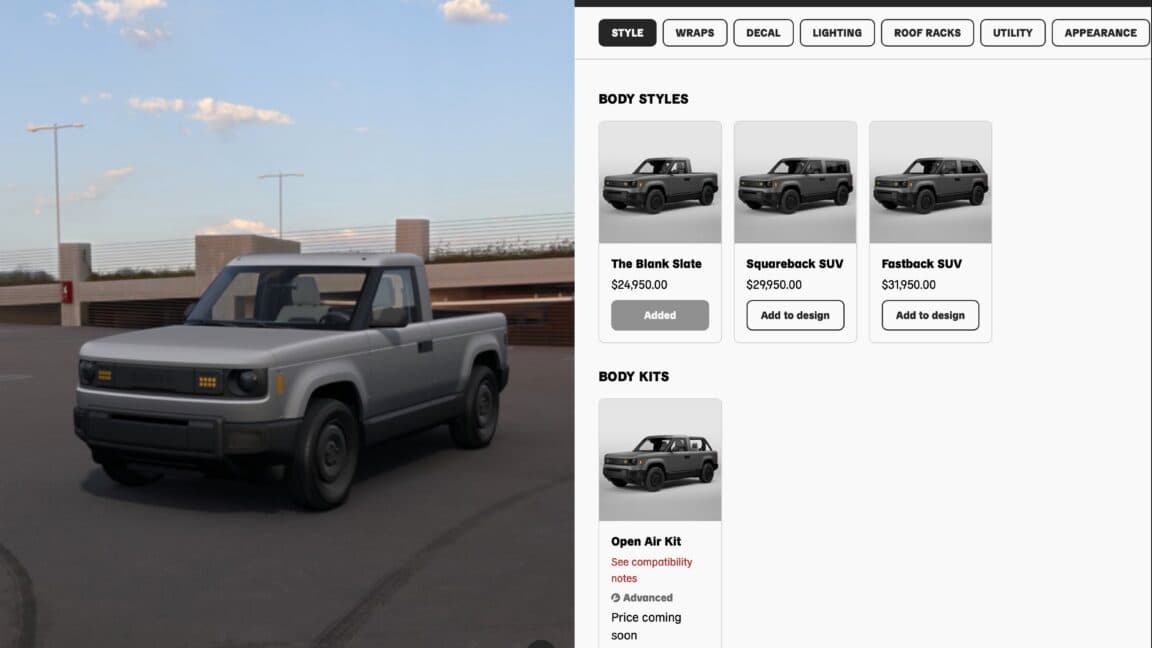 Slate Auto Launches Truck Builder for $25,000 Electric Pickup