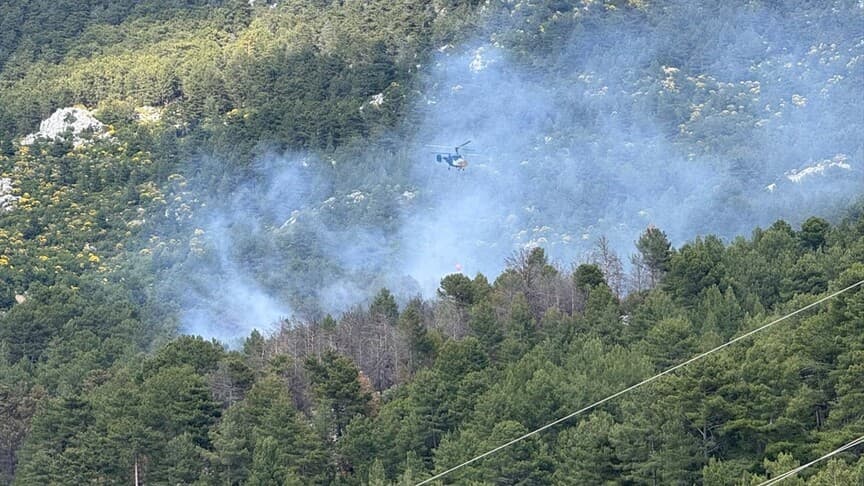 Kaş'ta ormanlık alanda yangın çıktı, müdahale sürüyor