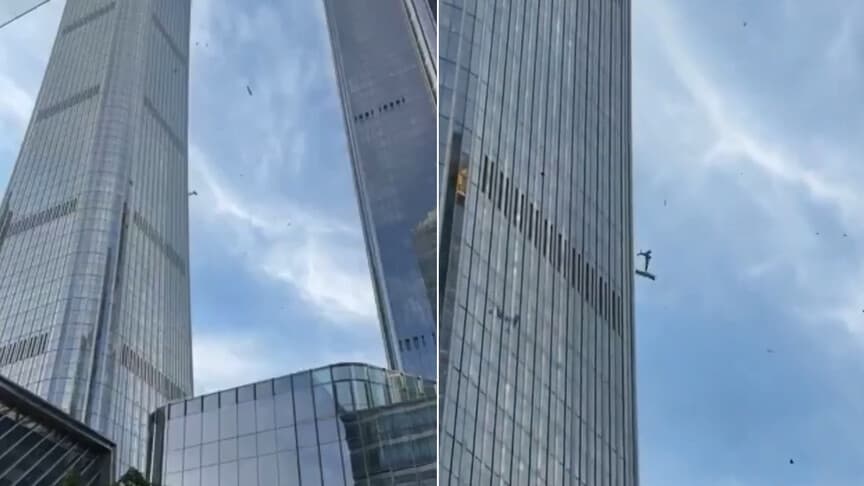 Pekin'deki en yüksek gökdelen küçük bir uçağın çarpması sonucu tahliye edildi
