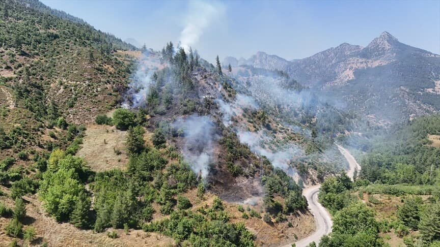 Adana'nın Feke ilçesinde orman yangınına müdahale ediliyor
