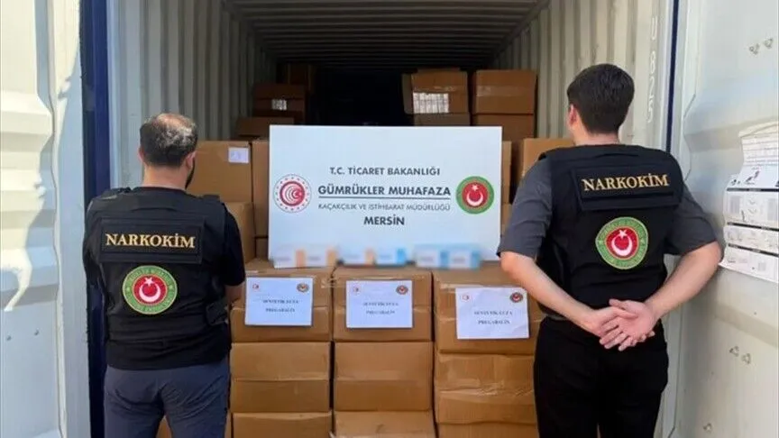 Mersin'de 1,7 ton yasaklı pregabalin ele geçirildi
