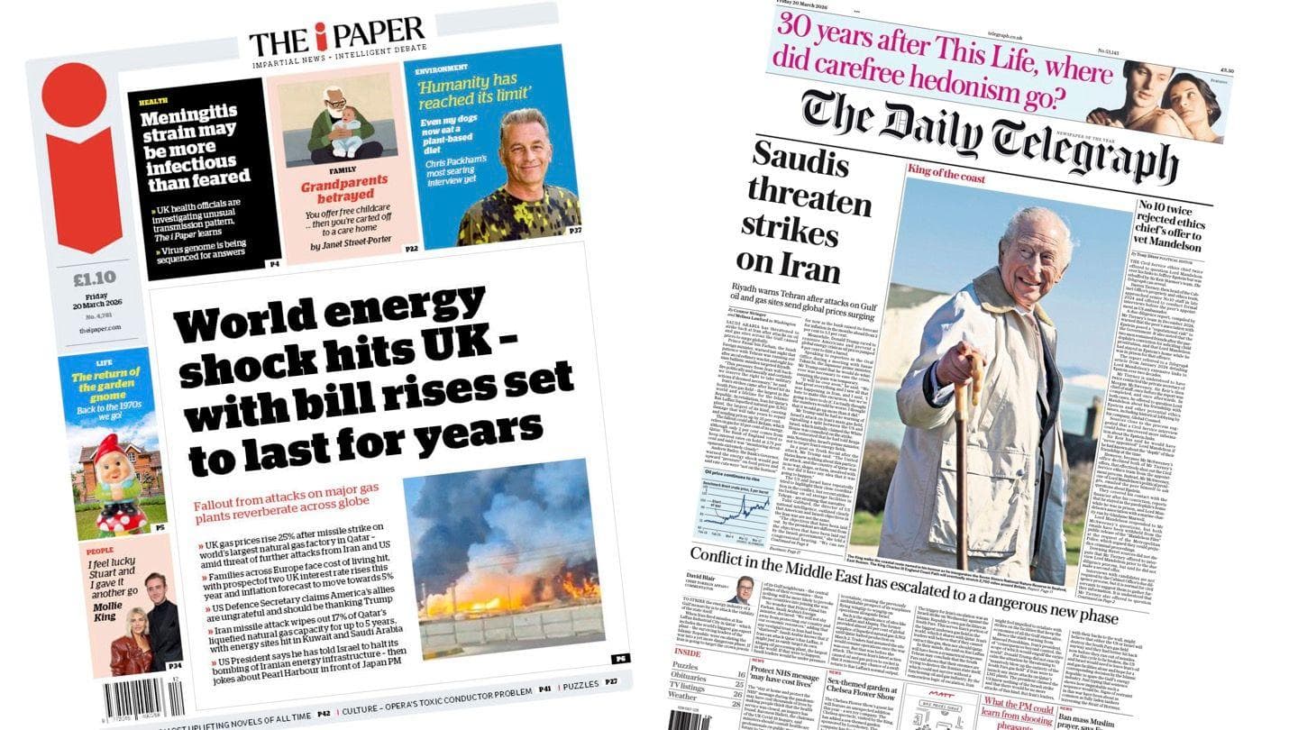 The Papers: Iran unleashes 'world energy shock' and 'King of the coast'