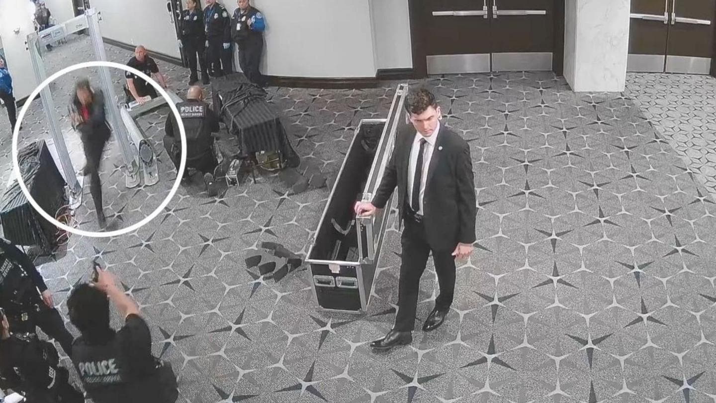 New CCTV footage appears to show Washington press dinner suspect shoot at agent