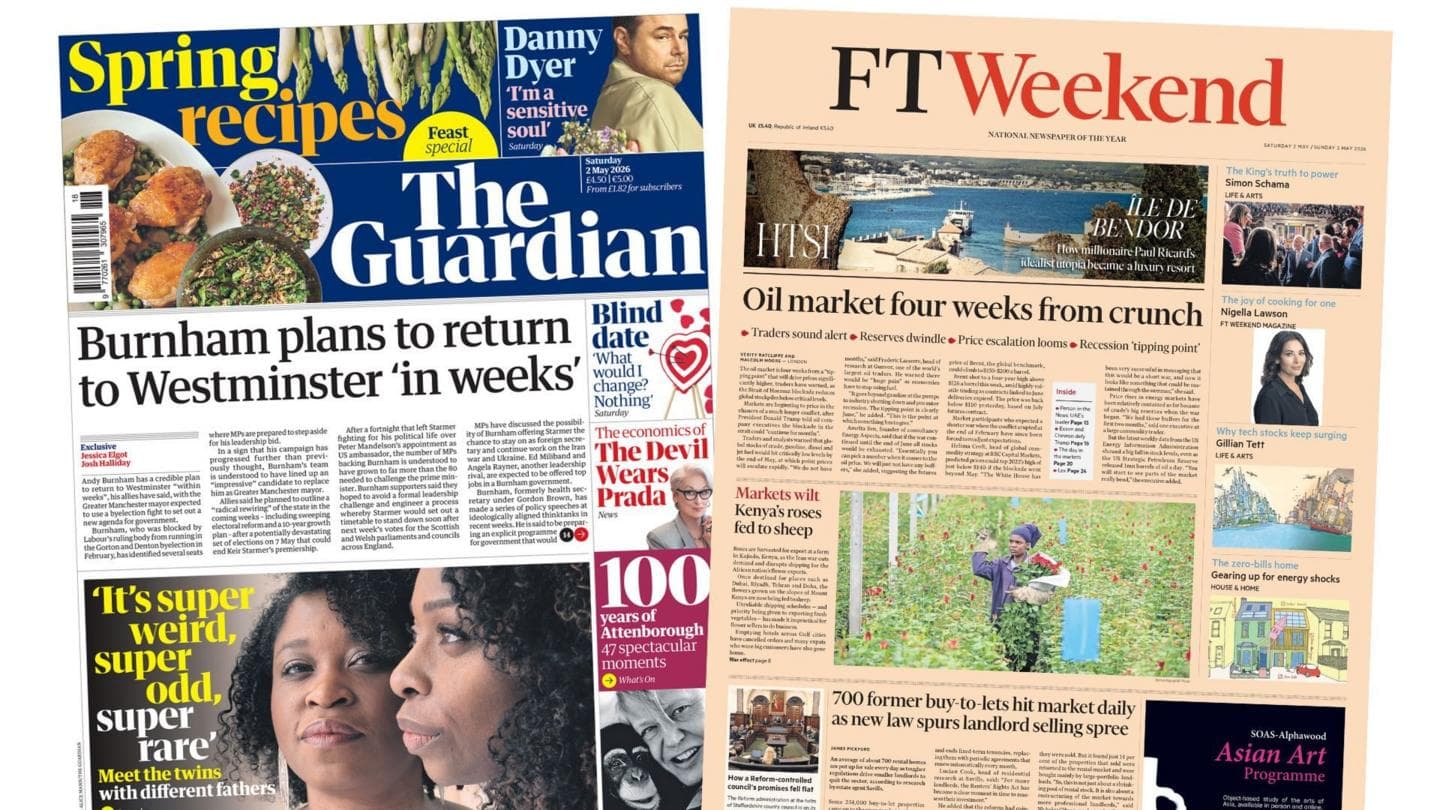 The Papers: 'Burnham plans to return' and 'Four weeks from crunch'