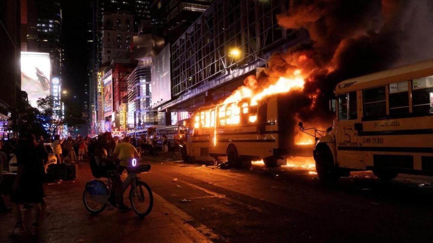 Teen Shot and Buses Set Ablaze in Manhattan Following Knicks' NBA Championship Victory