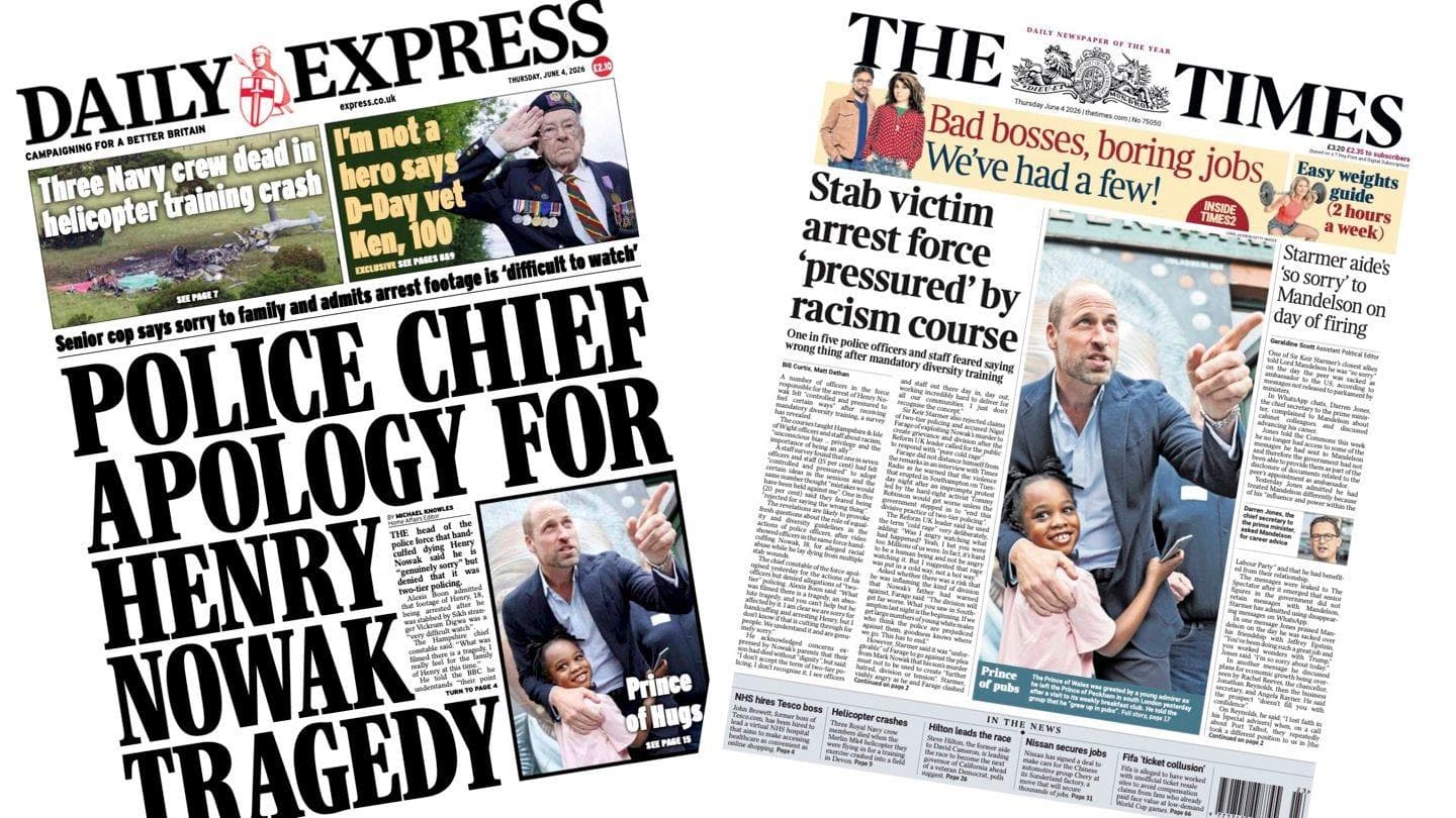 Henry Nowak case fallout and Prince of Wales' support for pubs featured in Thursday's papers