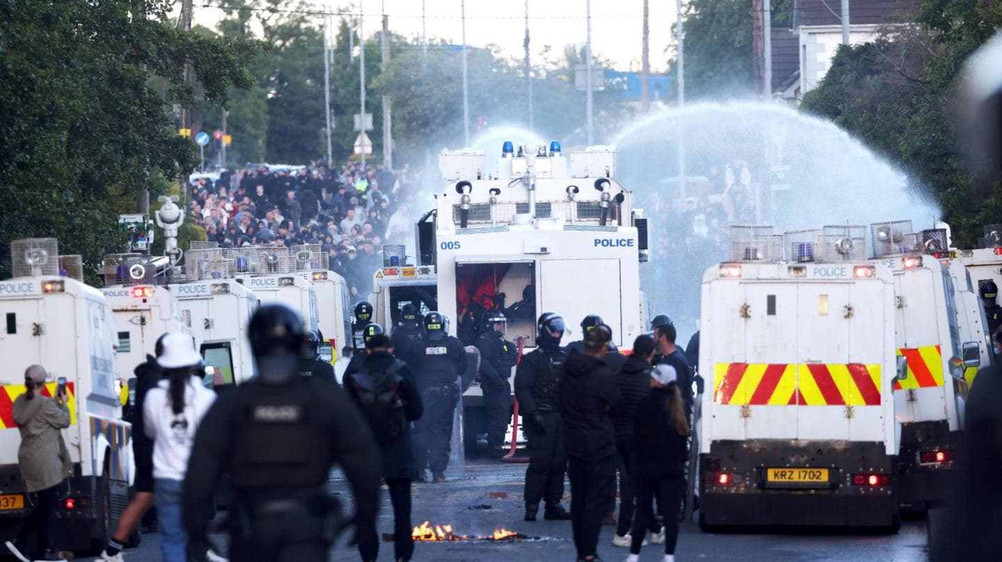 Water Cannon Deployed Amid Unrest Following Knife Attack in Belfast