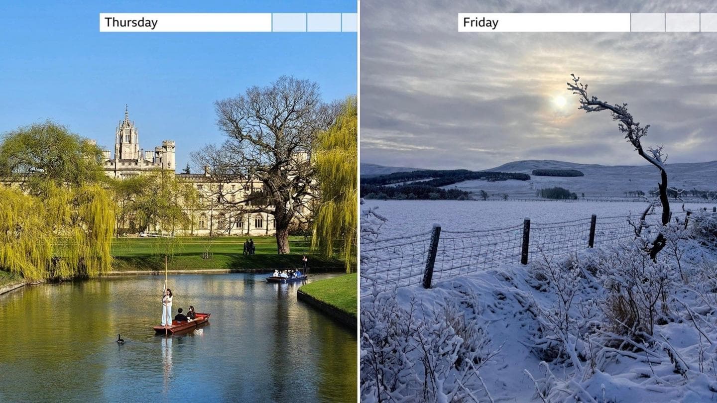 UK sees highest temperature of the year, snow and blood rain in last 48hrs