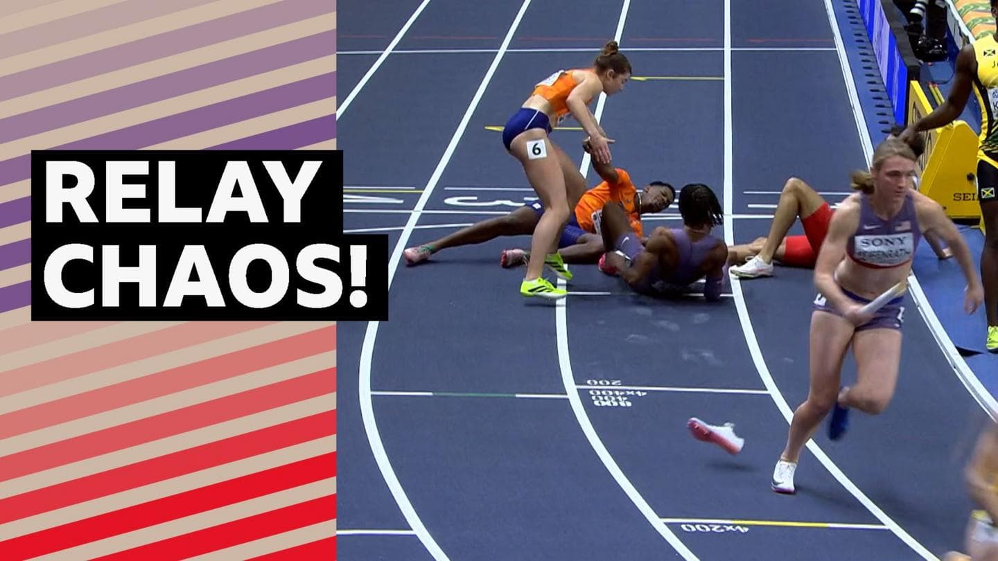 'Wowzer!' - shoes fly and athletes collide in mixed relay