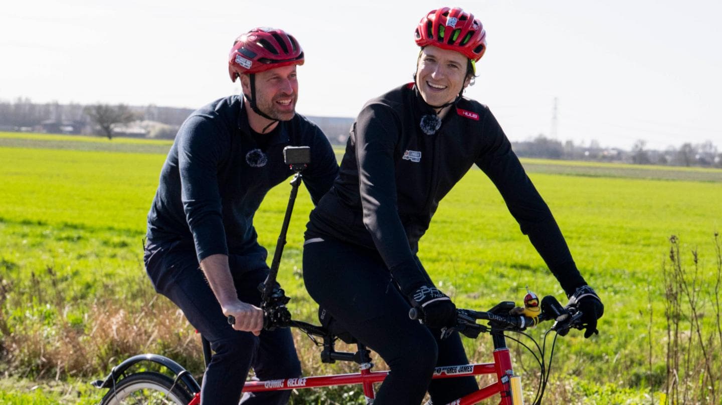 Prince William joins Greg James on Comic Relief bike ride