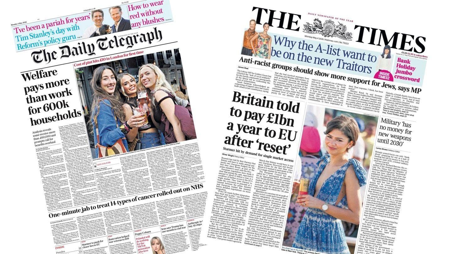 The Papers: 'No money for new weapons' and 'Cost of pint hits £10'