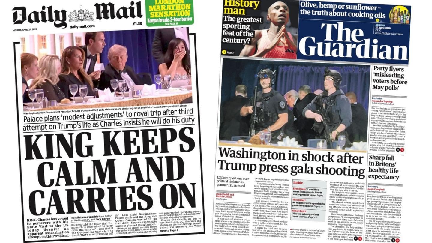 The Papers: 'Washington in shock' and 'King keeps calm'