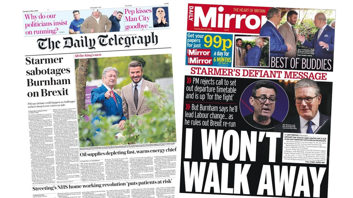 Papers Discuss Starmer's Tactics Against Burnham and Royal Attendance at Chelsea Flower Show