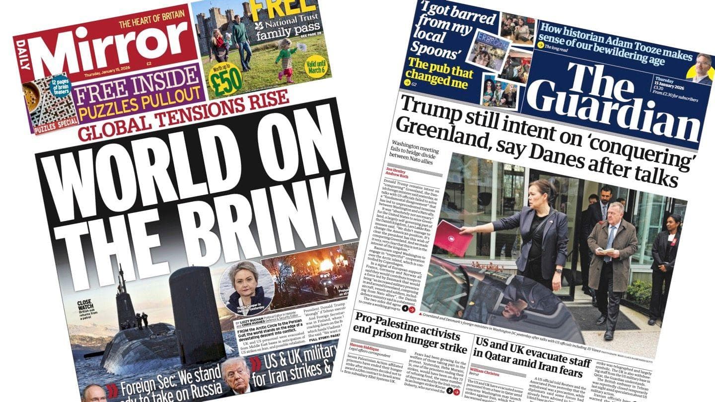 The Papers: 'World on the brink' and Trump intent on 'conquering' Greenland