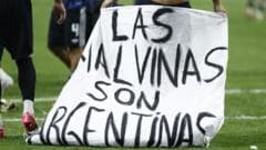 Argentina Players Display Banner Supporting Claim to Falkland Islands