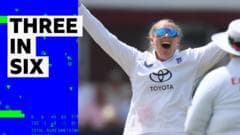 Sophie Ecclestone Claims Three Wickets in Six Balls Against India