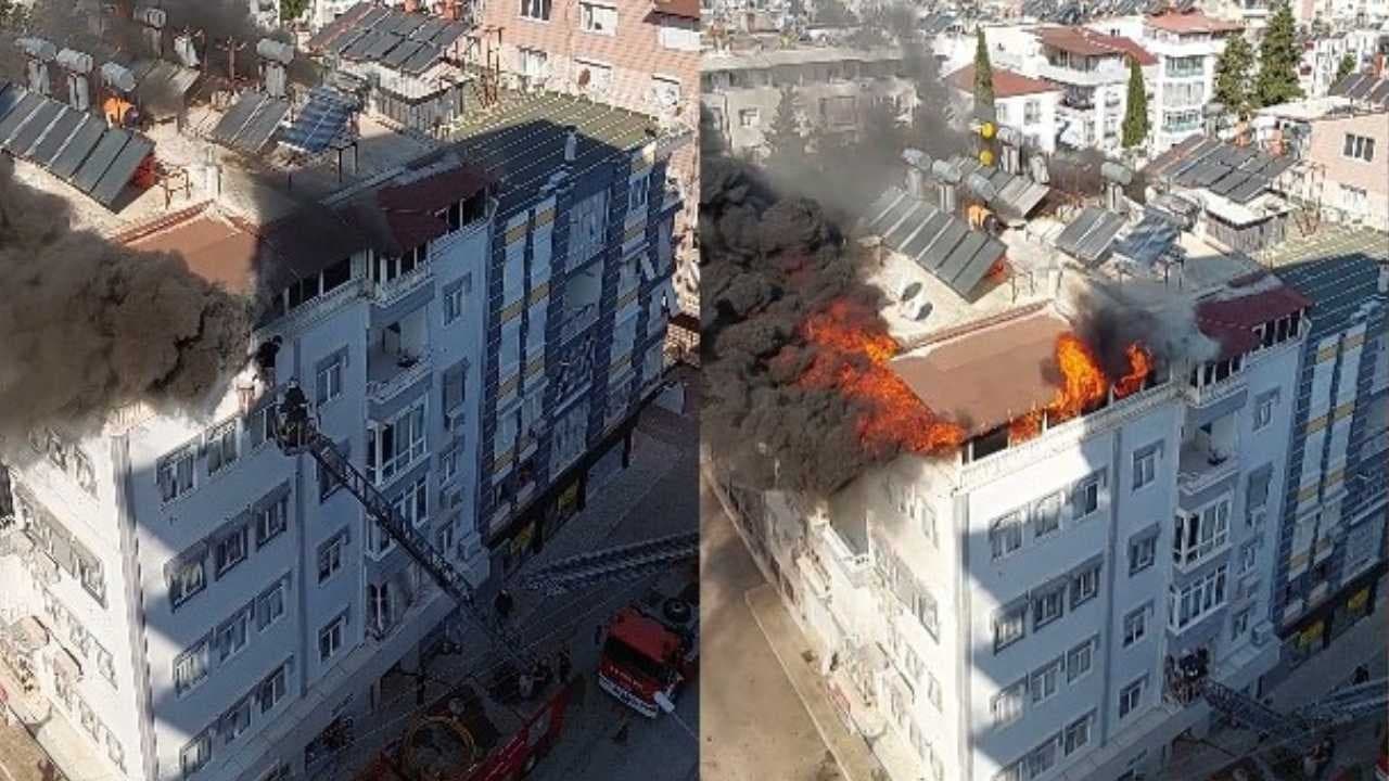 Antalya'da yangından kaçan iki kişi son anda kurtarıldı