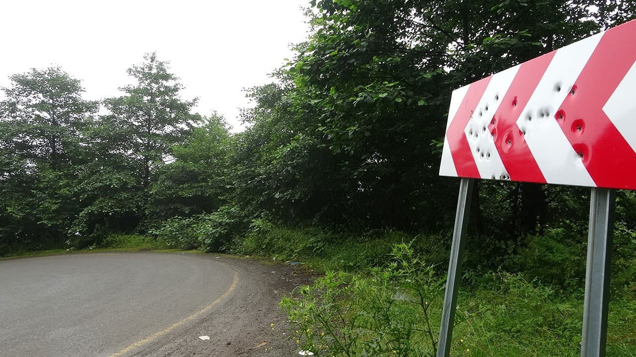 Karadeniz'de trafik tabelaları ateşli silahlarla tahrip ediliyor